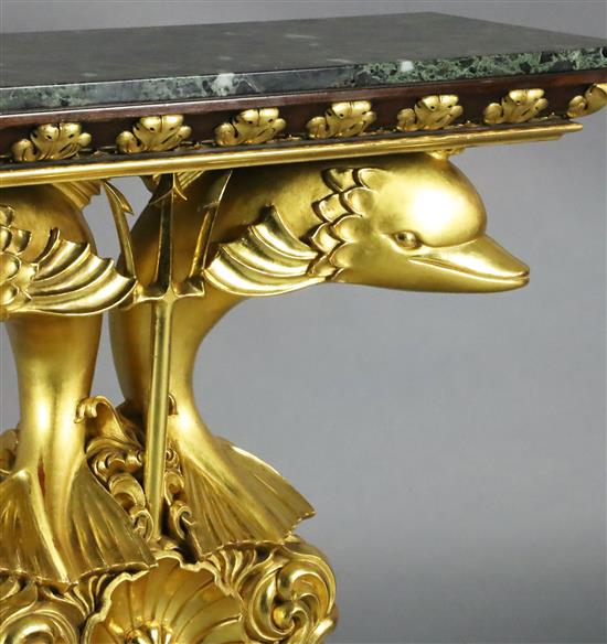 A Regency style giltwood and mahogany console table, W.3ft 3in. D.1ft 3in. H.2ft 10in.